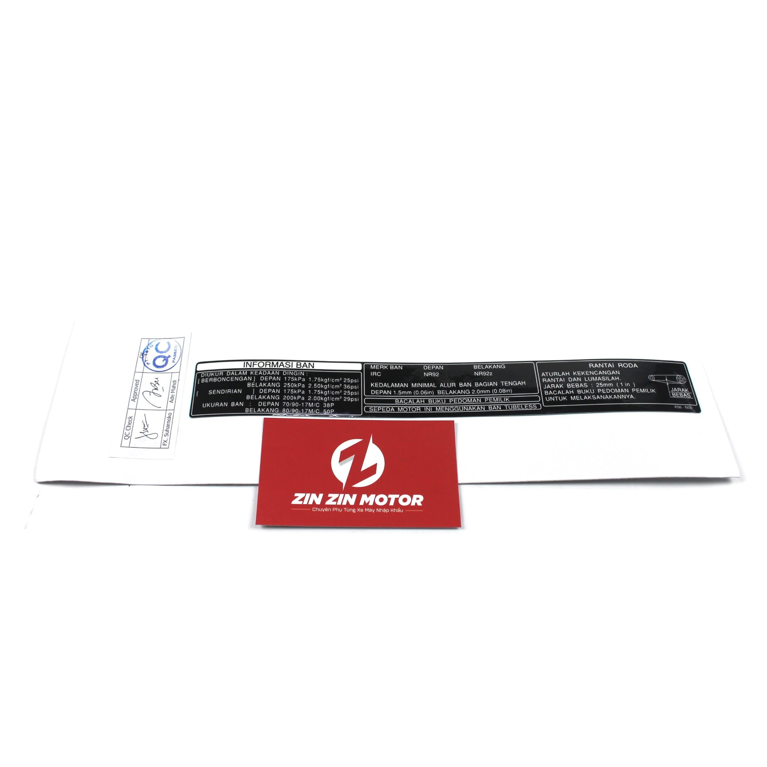 Tem Thông Số Gắp - Sonic 150R