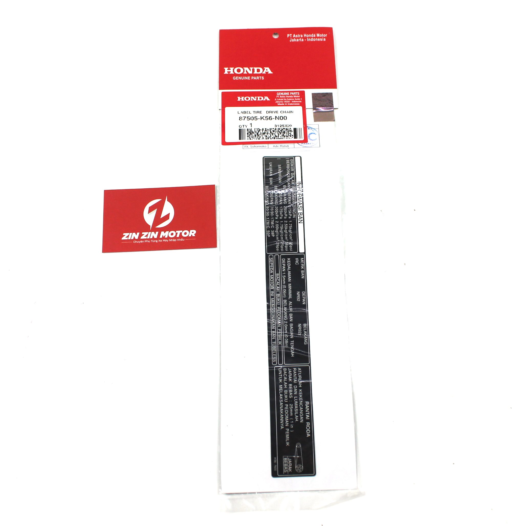 Tem Thông Số Gắp - Sonic 150R
