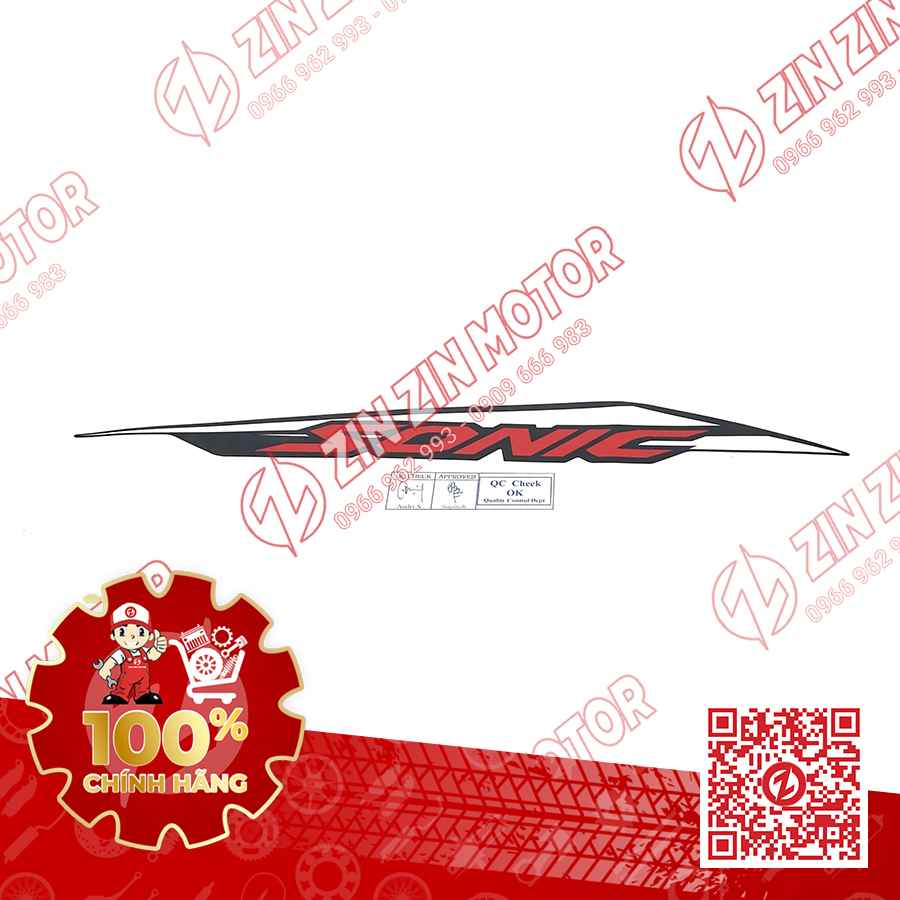 Tem Bụng Sau Phải Sonic 150R K56 Trắng Đỏ Đen