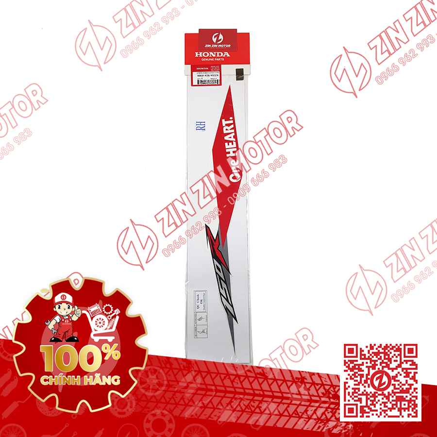 Tem Bụng Sau Phải Sonic 150R K56 Trắng Đỏ Red Racing