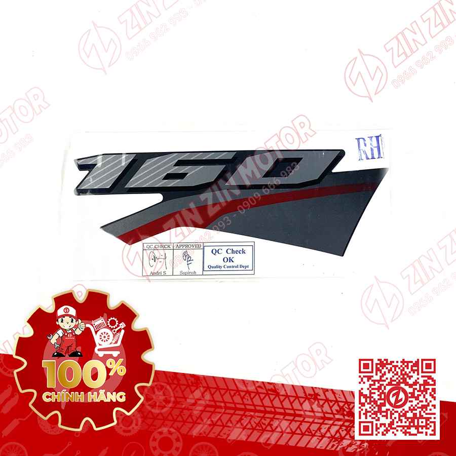 Tem Giấy 160 Yếm Phải Vario 160 Đen Sọc Đỏ