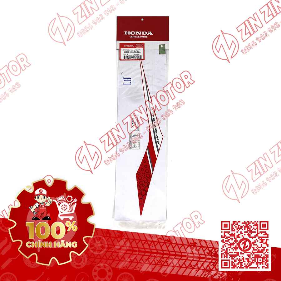 Tem Lườn Sau Trái Sonic 150R K56 Trắng Đỏ Đen