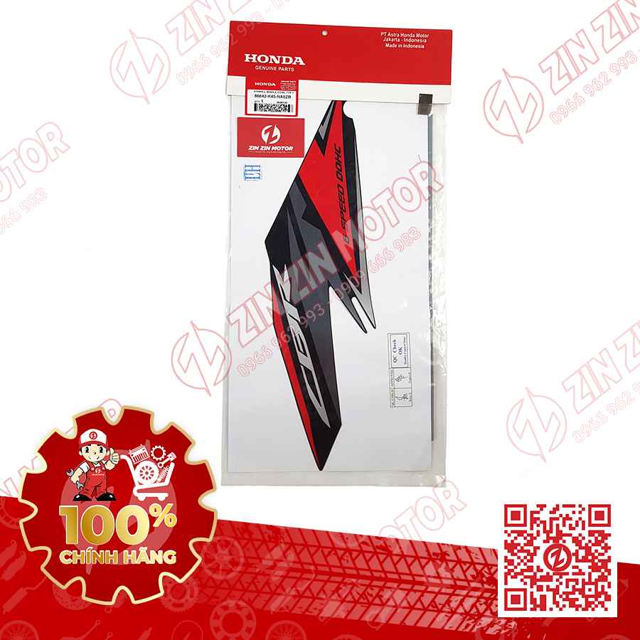 Tem Yếm Trái CBR 150R K45N Đen Đỏ