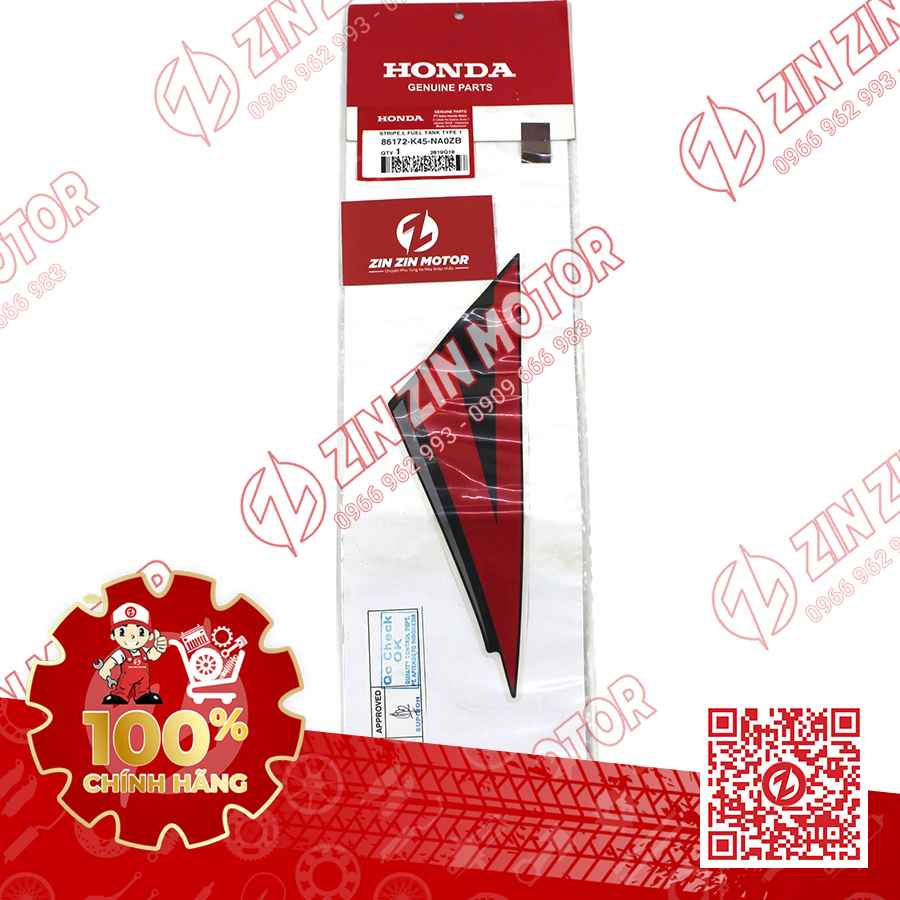 Tem Bình Xăng Trái CBR 150R K45N Đỏ Đen