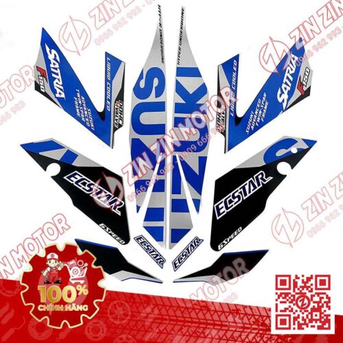 Tem Satria Fi , Raider Fi 2022 Xanh Bạc