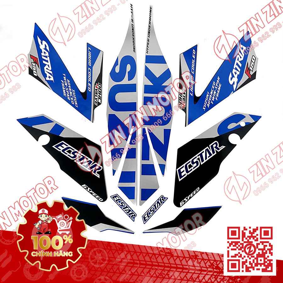 Tem Satria Fi , Raider Fi 2022 Xanh Bạc