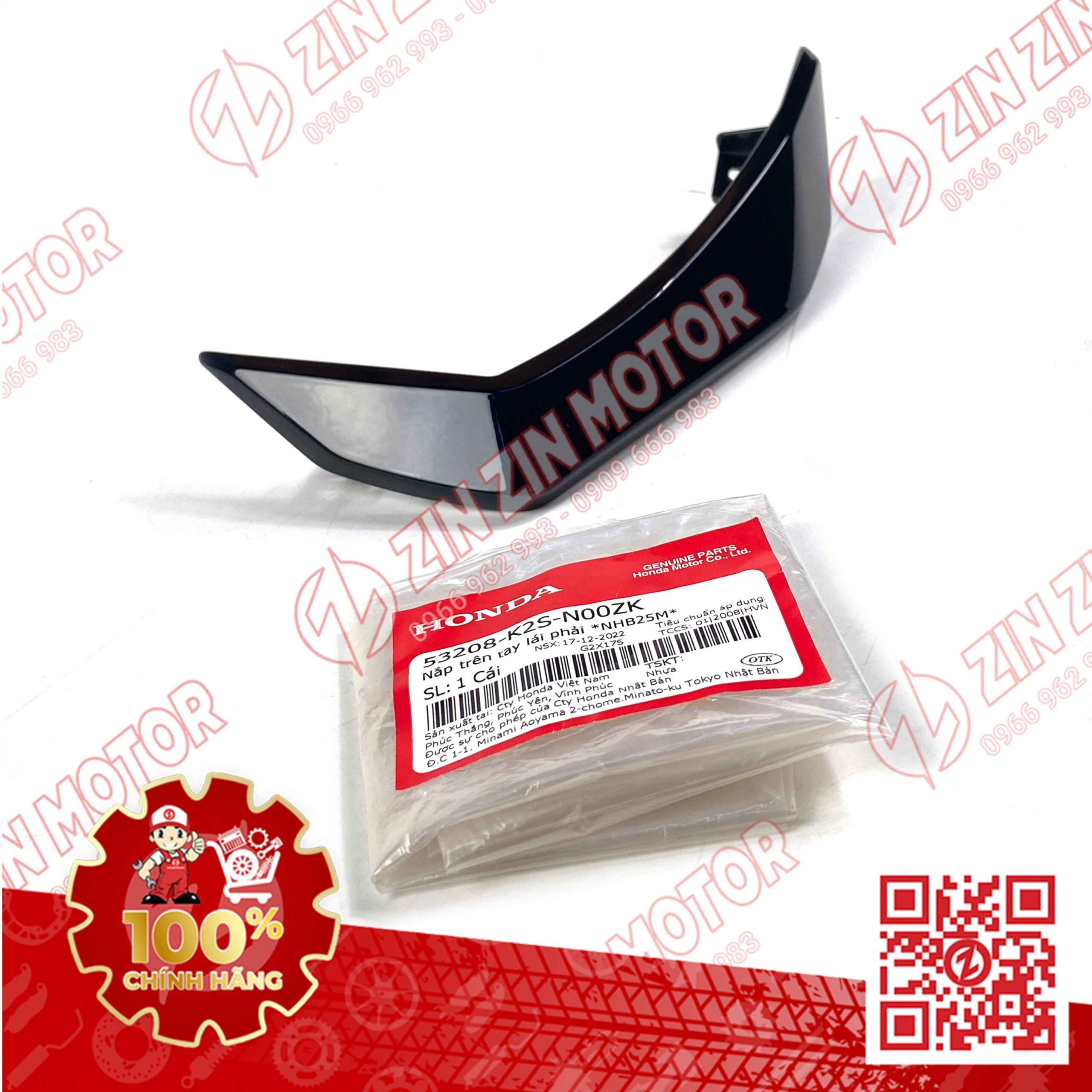 Ốp Nắp Trên Tay Lái, Tai Thỏ Vario 160, Click 160 Phải Đen Bóng NHB25M