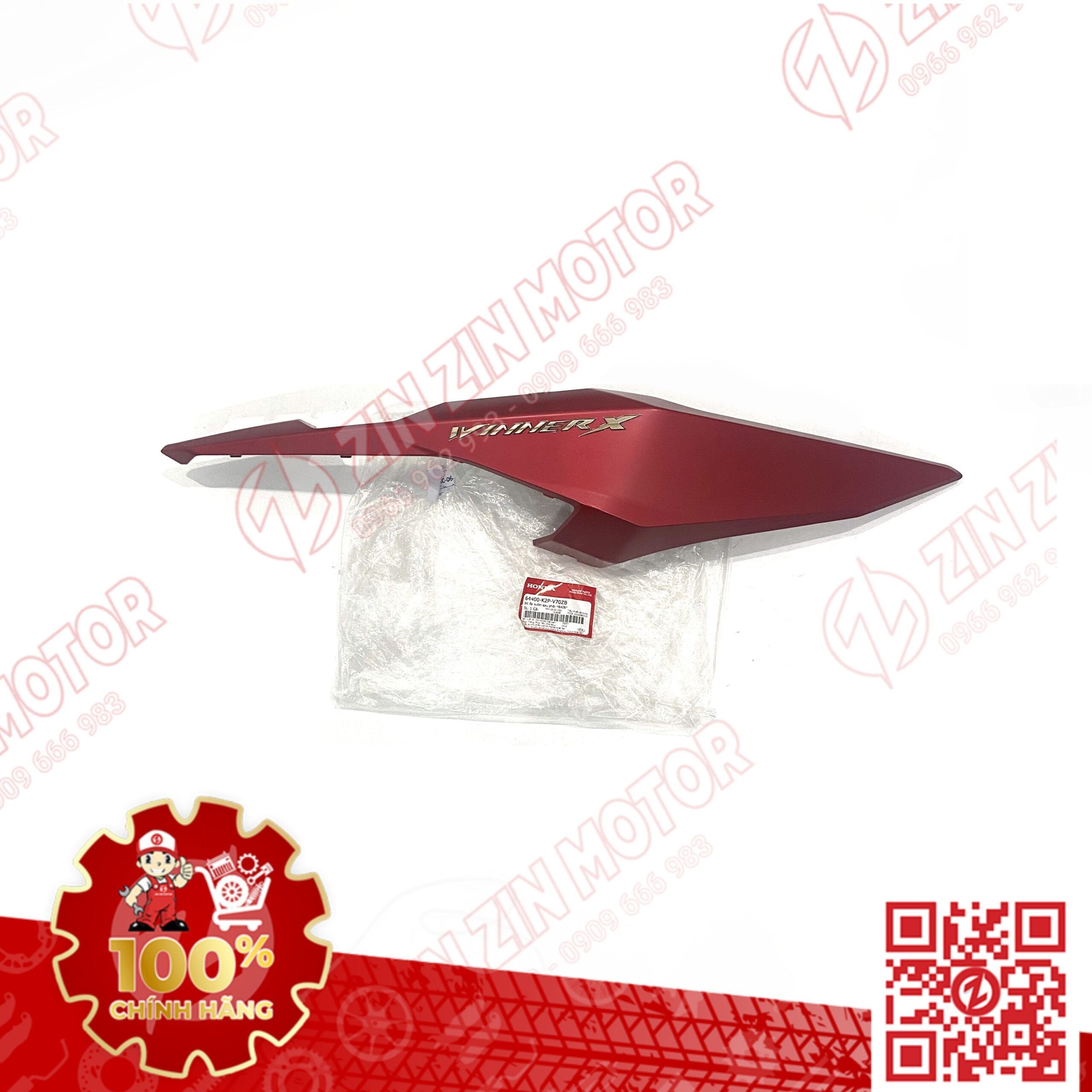 Ốp Hông Sườn, Bụng Sau Winner X V3 2022+, Winner X V4 2024  Phải Đỏ Nhám Bạc Có Sẵn Tem Type2