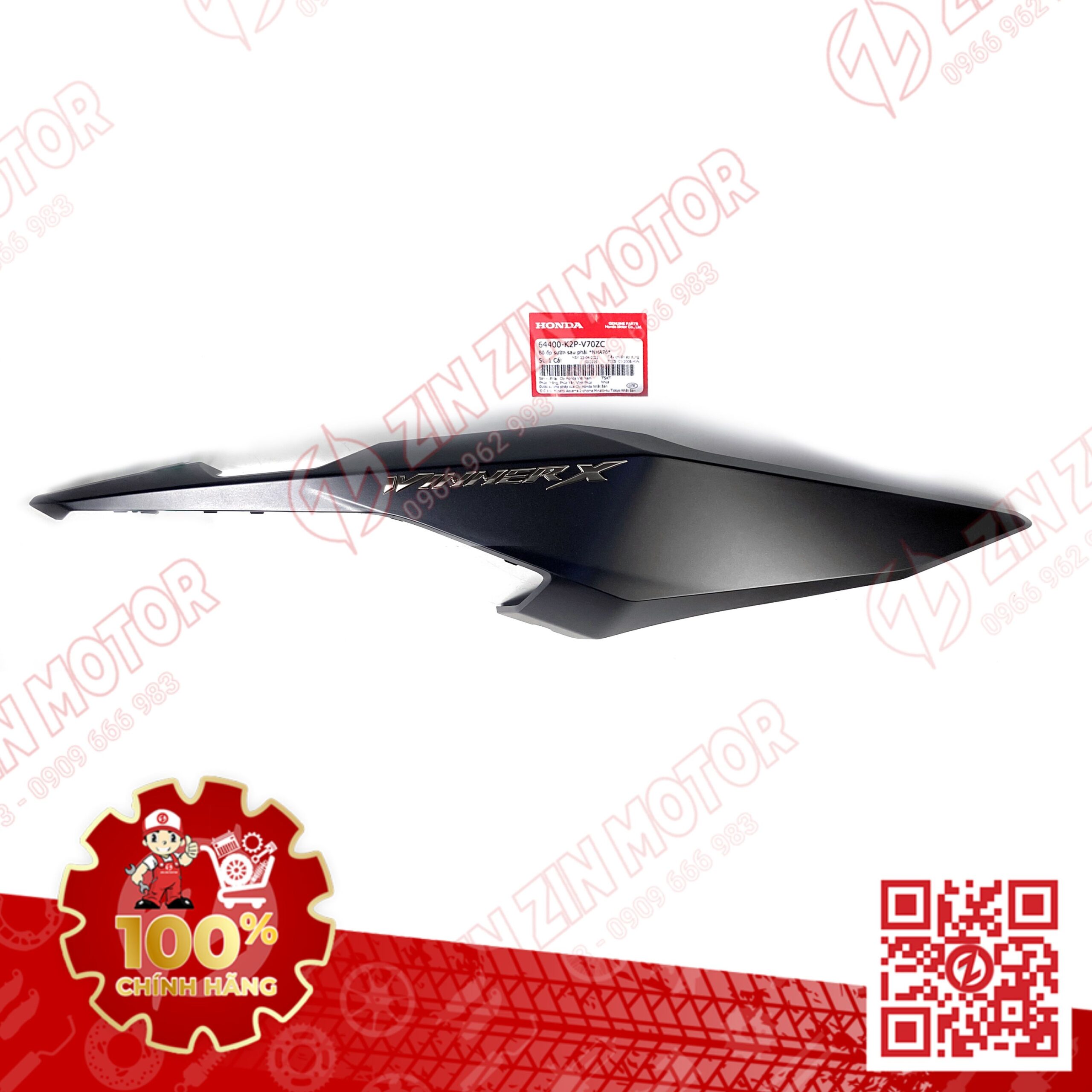 Ốp Hông Sườn, Bụng Sau Winner X V3 2022+, Winner X V4 2024 Phải Đen Nhám Có Sẵn Tem Type1