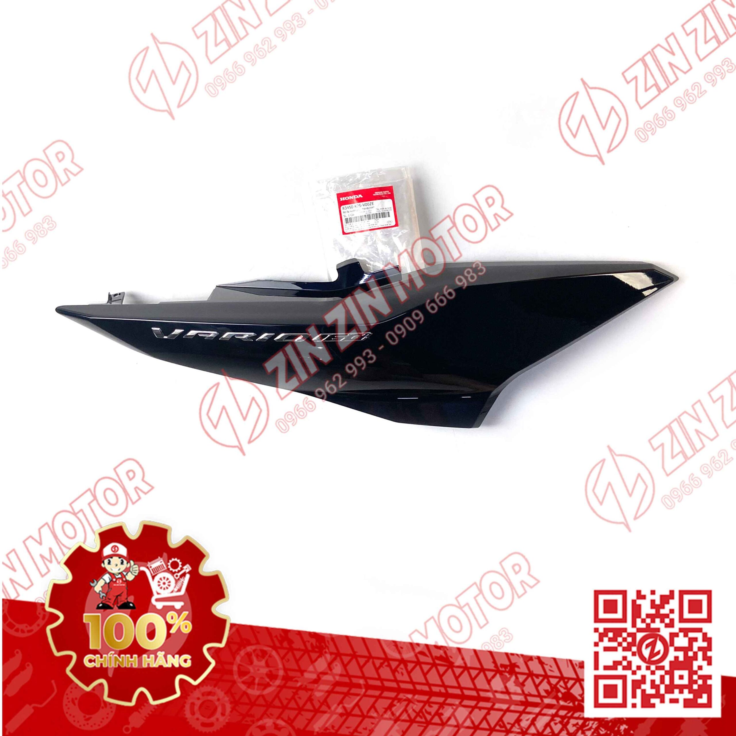 Ốp Sườn, Bụng Sau Vario 160, Click 160 Phải Đen Bóng Có Tem Type2