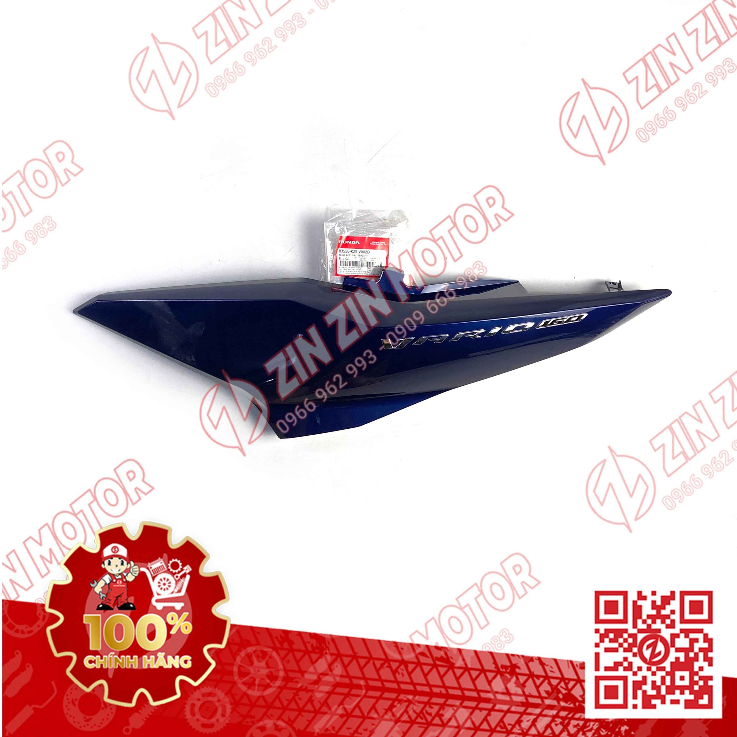 Ốp Sườn, Bụng Sau Vario 160, Click 160 Trái Xanh Dương Có Tem Type3