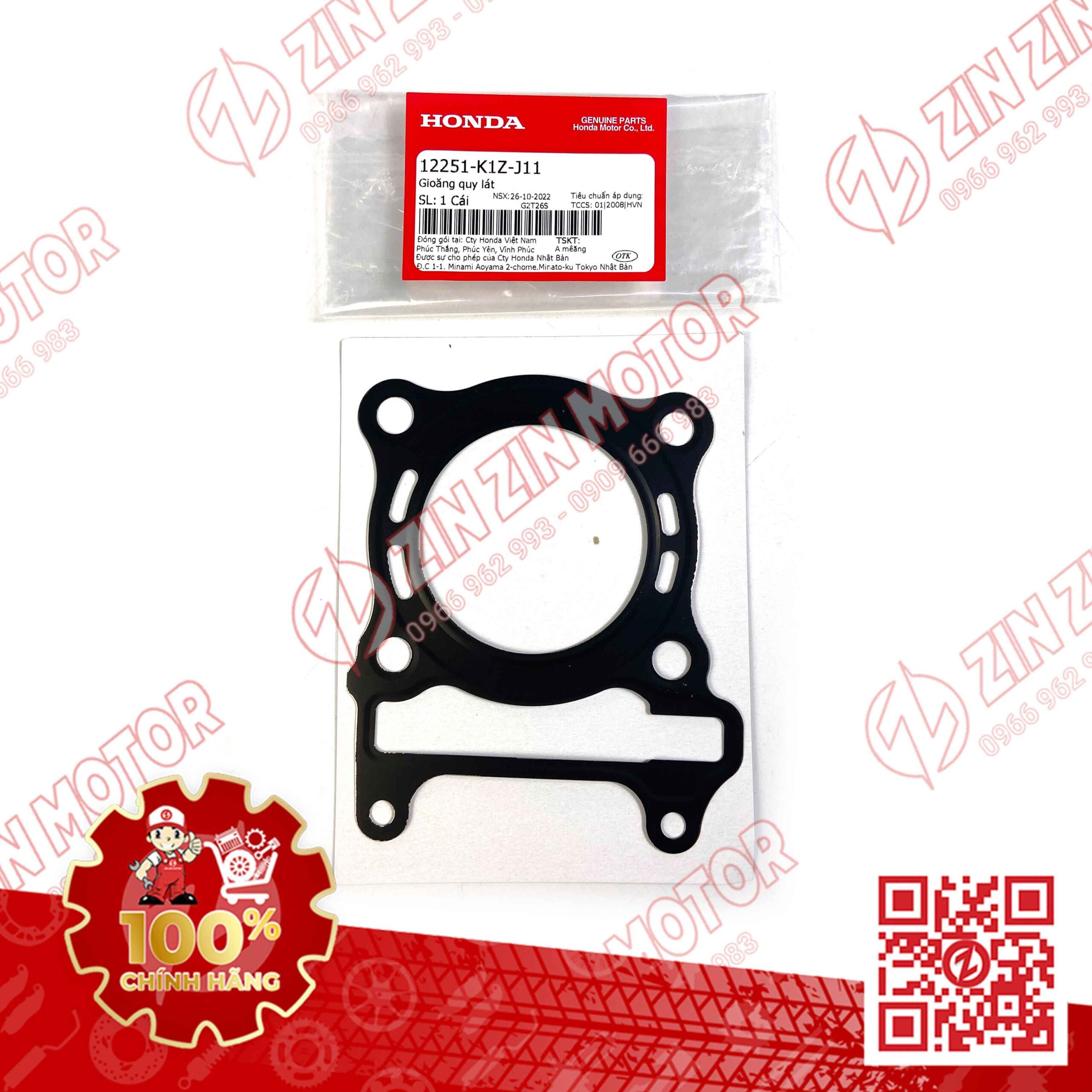 Gioăng Đầu Quy Lát , Ron Đầu Lòng Vario 160, PCX 160, ADV 160 12251-K1Z-J11 Chính Hãng