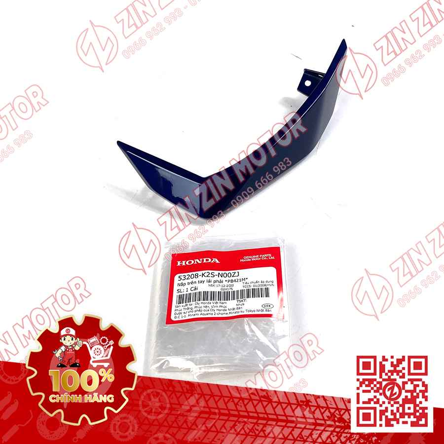 Ốp Nắp Trên Tay Lái, Tai Thỏ Vario 160, Click 160 Phải Xanh Dương PB421M
