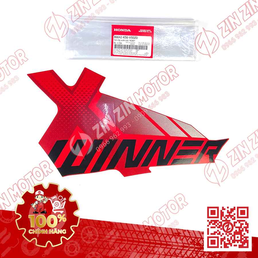Tem Cánh Yếm Winner X V2 2019+ Trái Miếng Lớn Đỏ Bạc Đen 2019 Phiên Bản Thể Thao