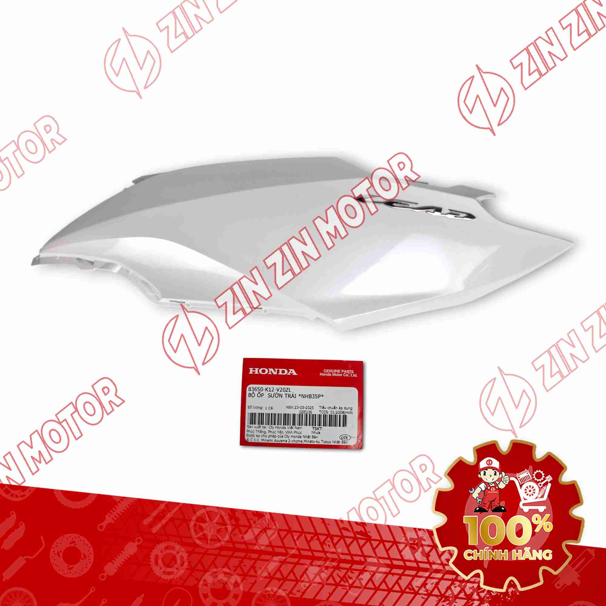 Ốp Sườn, Bụng Sau Trái Trắng Xe Lead 125 2022 2023+ Phiên Bản Tiêu Chuẩn Chính Hãng Honda