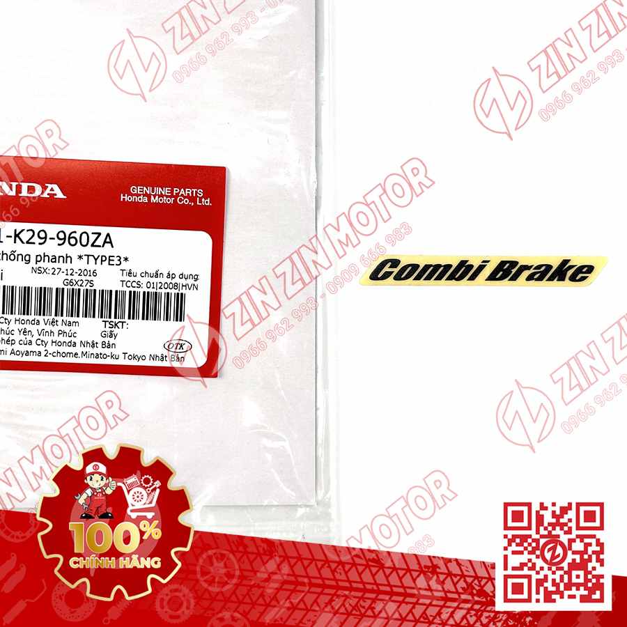 Tem Chữ Combi Brake Đen Nền Xám Xe lead 125 (Bạc Nhám Phiên Bản Đặc Biệt) 2017+ 2022+ Chính Hãng Honda