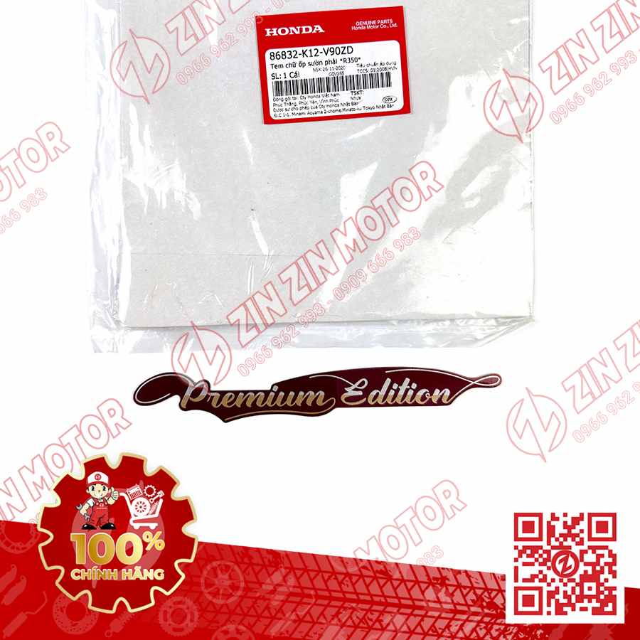 Tem Chữ Premium Edition Vàng Trắng Nền Đỏ Xe Lead 125 (Đỏ Đô Phiên Bản Cao Cấp) 2022 2023+ Chính Hãng Honda