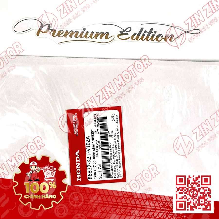 Tem Chữ Premium Edition Vàng Nâu Nền Trắng Xe Lead 125 (Trắng Phiên Bản Cao Cấp) 2022 2023+ Chính Hãng Honda