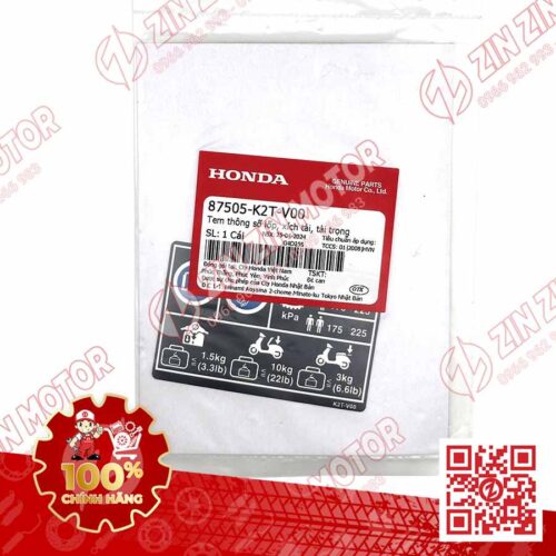Alternative view of Tem Thông Số Lốp Xe Lead 125 2022 2023+ Chính Hãng Honda