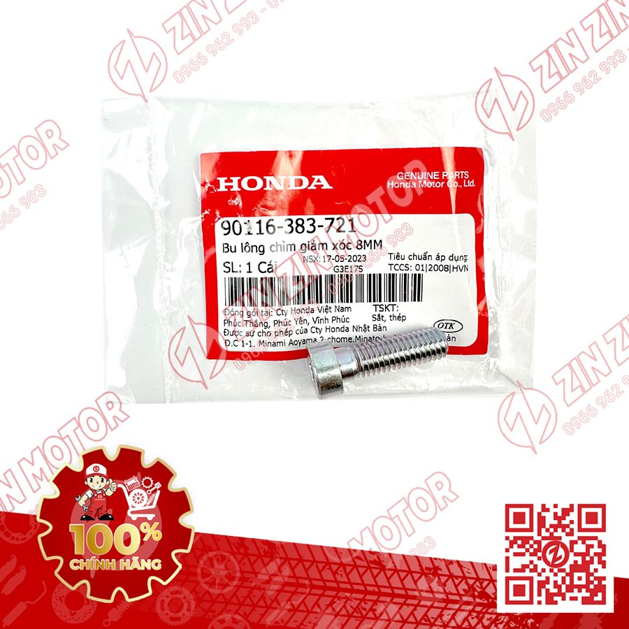 Bu lông, Ốc Chìm Giảm Xóc Phuộc Trước Winner V1 V2 V3, WINNER X V4 2024 Lead, SH, SH Mode, Vision 2021 - 2026 90116383721 Chính Hãng