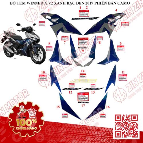 Alternative view of Full Tem Winner X V2 2019 2020 2021 Zin Đủ Màu Các Đời Chính Hãng Honda