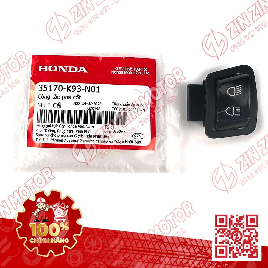 Nút Pha Cốt, Công Tắc Pha Cos AB 160/125 2022 - 2026, Air Blade 150/125 2020 2021, Scoopy, BeAT 35170K93N01 Chính Hãng Honda