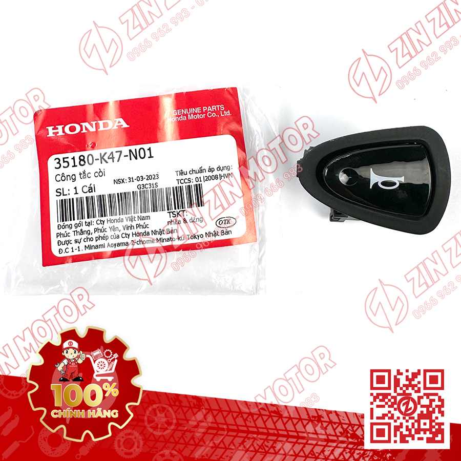 Công Tắc Còi, Nút Kèn Xe AB 160/125 2022 2023+, Air Blade 150/125 2020 2021, AirBlade 125 2016+, SH Mode 2020, Vision 2022 2026, Vario 125 2017, BeAT 35180K47N01 Chính Hãng Honda
