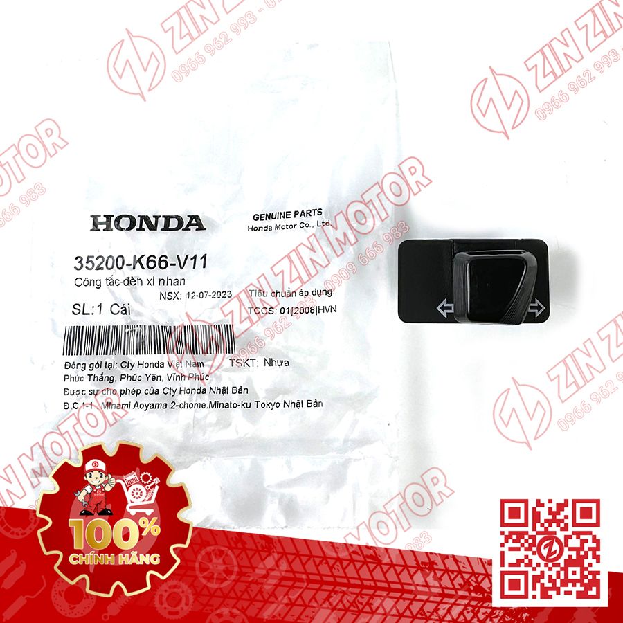 Nút Công Tắc Xi Nhan Xe AirBlade 160/150/125, AB 2016 - 2023+, Lead 125 2017 - 2023+, SH Mode 2020, Vision 2022 2026 35200K66V11 Chính Hãng Honda