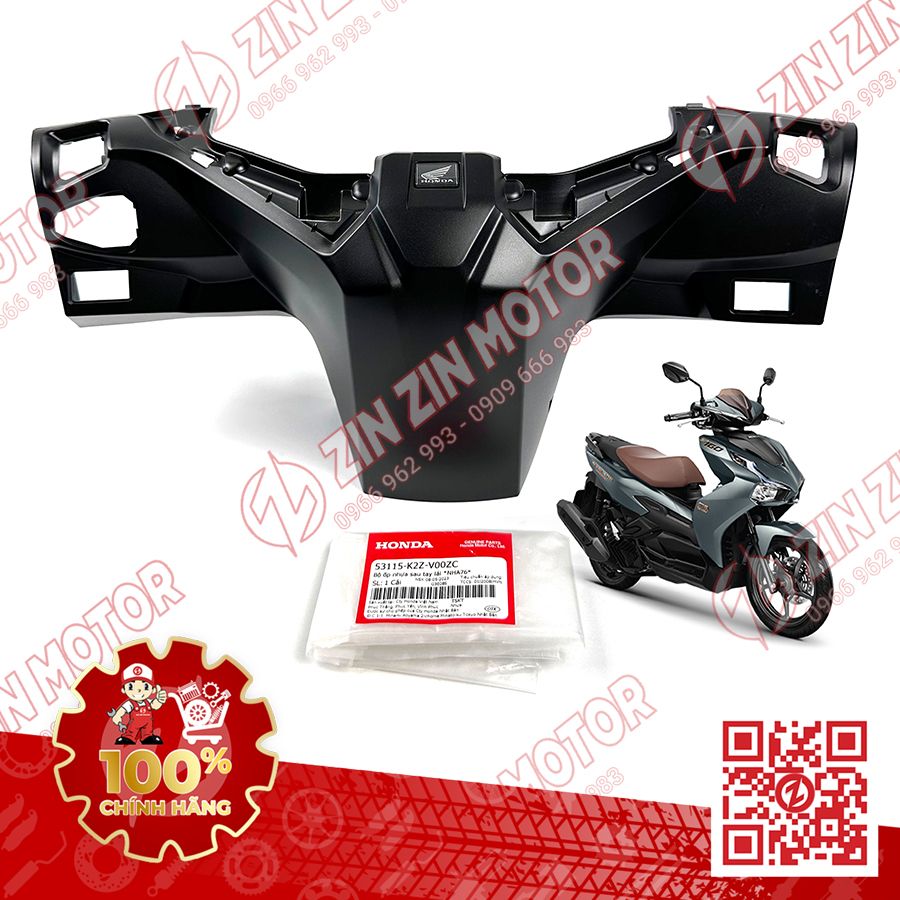 Bợ Cổ Sau, Nắp Sau Tay Lái AB Air Blade 2022+, AirBlade 160, AB 2025 Đen Nhám NHA76M 53115K2ZV00ZC Chính Hãng Honda