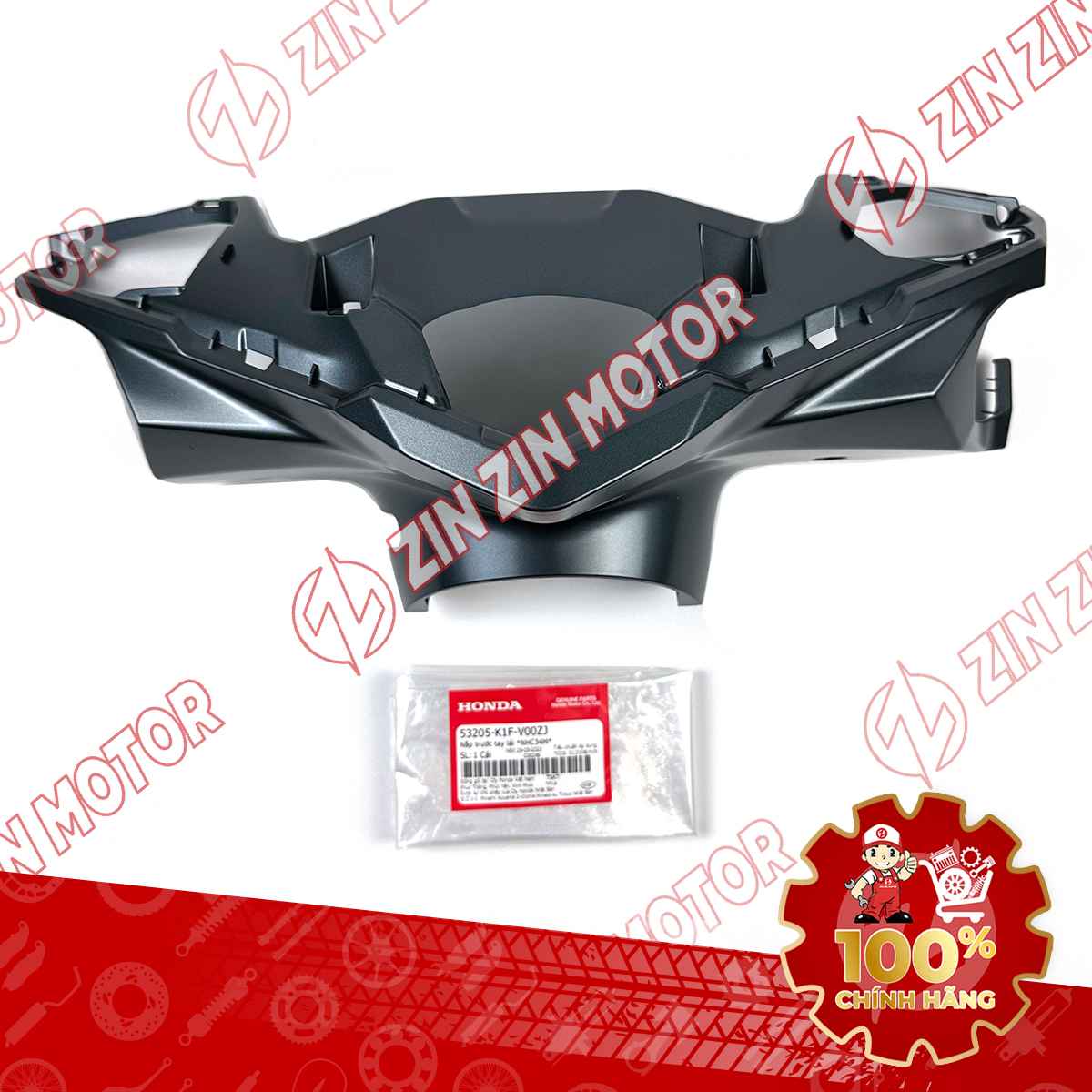 Bợ Cổ Trước, Nắp Trước Tay Lái AB 2020 2021, AirBlade 150 Xanh Xám NHC35M 53205K1FV00ZJ Chính Hãng Honda