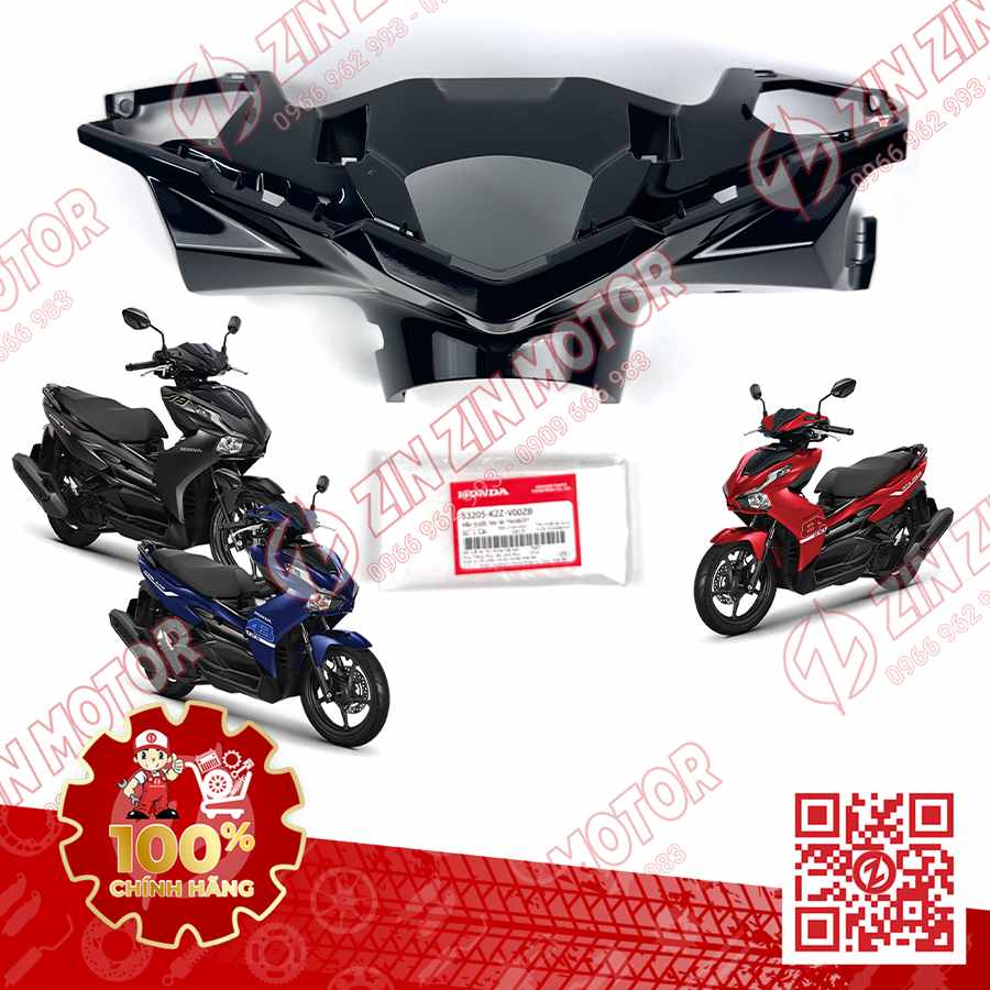 Bợ Cổ Trước, Nắp Trước Tay Lái AB Air Blade 2022+, AirBlade 160, AB 2025 Đen Bóng NHB25M 53205K2ZV00ZB Chính Hãng Honda