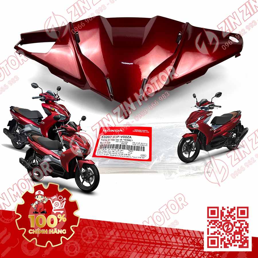 Trang Trí Nắp Tay Lái, Ốp Đầu AB 2020 - 2023+, AirBlade 160, Air Blade 150 , AB 2025 Đỏ R368C 53207K1FV00ZA Chính Hãng Honda
