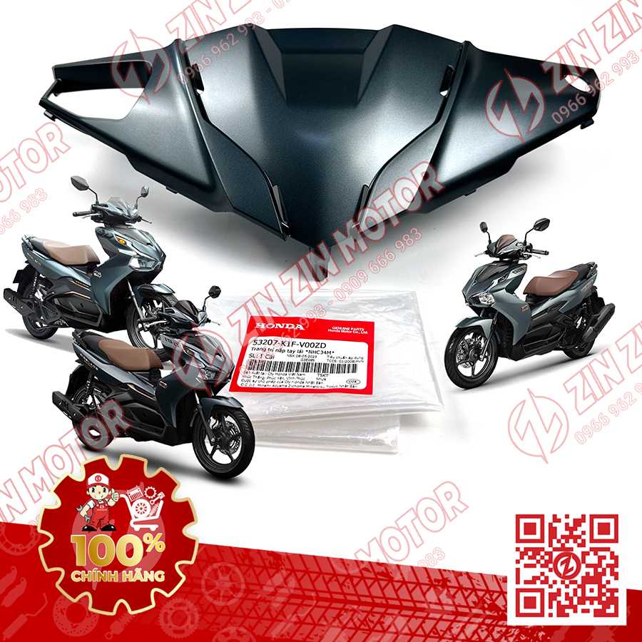 Trang Trí Nắp Tay Lái, Ốp Đầu AB 2020 - 2023+, AirBlade 160, Air Blade 150, AB 2025 Xanh Xám NHC34M 53207K1FV00ZD Chính Hãng Honda