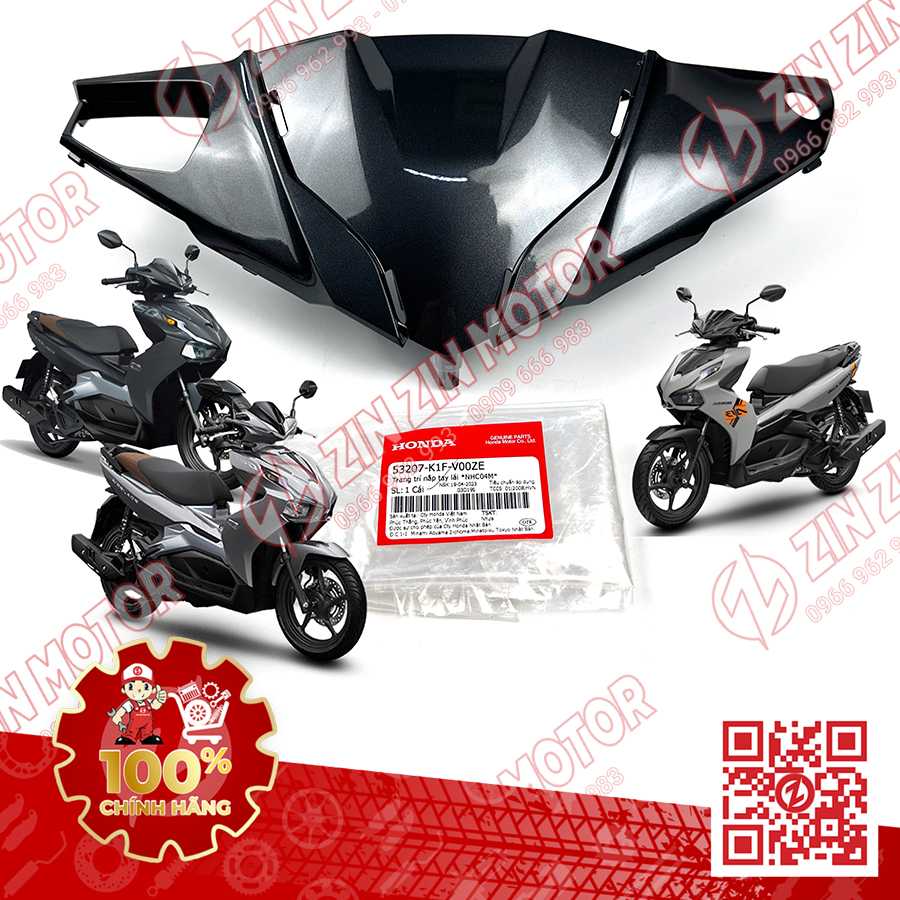 Trang Trí Nắp Tay Lái, Ốp Đầu AB 2020+, AirBlade 150, Air Blade 125 XÁM CHUỘT NHC60P 53207K1FV00ZE Chính Hãng Honda
