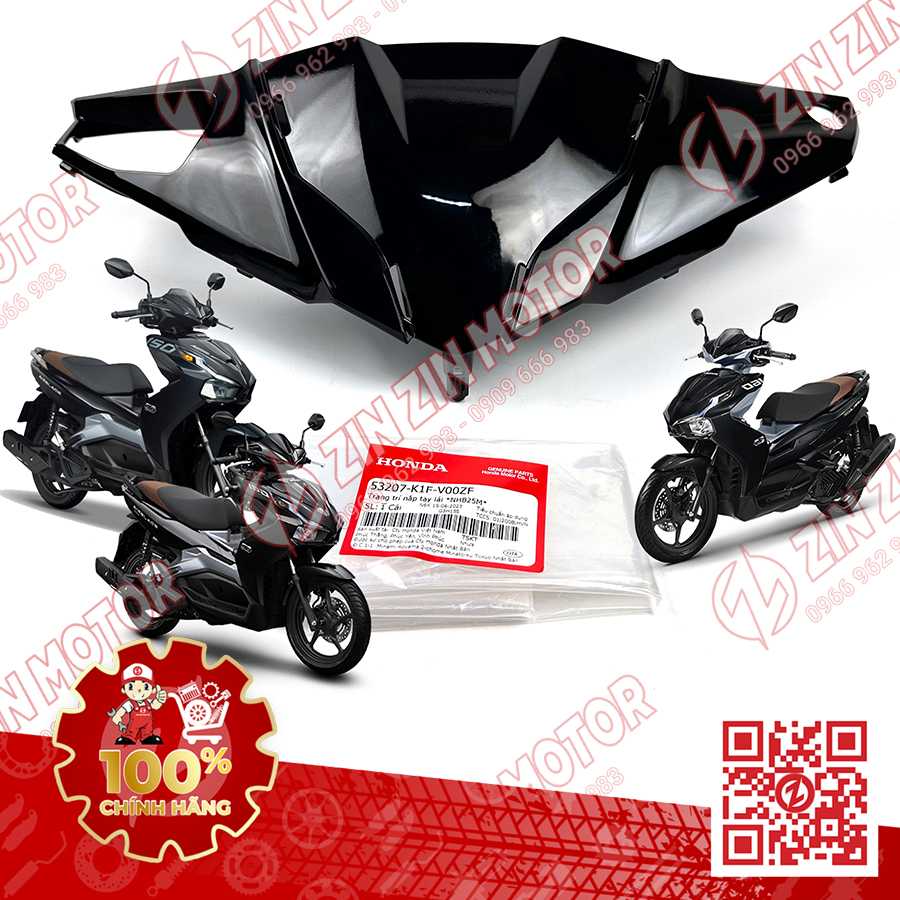 Trang Trí Nắp Tay Lái, Ốp Đầu AB 2020 - 2023+, AirBlade 160, Air Blade 150, AB 2025 Đen NHB25M 53207K1FV00ZF Chính Hãng Honda