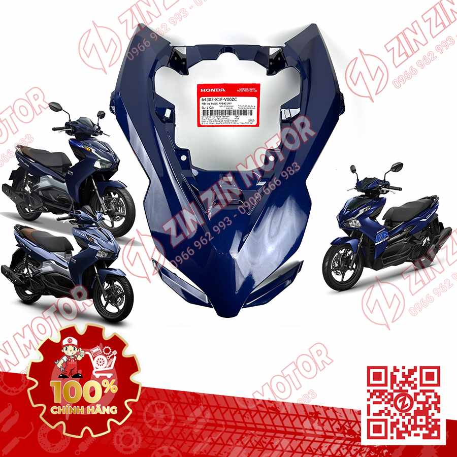 Ốp Đèn Pha, Mặt Nạ Trước Lớn AB 2020+, AirBlade 150, Air Blade 125, AB 2025 Xanh Đậm PB421M 64302K1FV00ZC Chính Hãng Honda