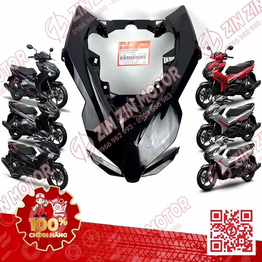 Ốp Đèn Pha, Mặt Nạ Trước Lớn AB 2020 - 2023+, AirBlade 160, Air Blade 150 / 125, AB 2025 Đen Ánh Xanh NHB25M 64302K1FV00ZH Chính Hãng Honda