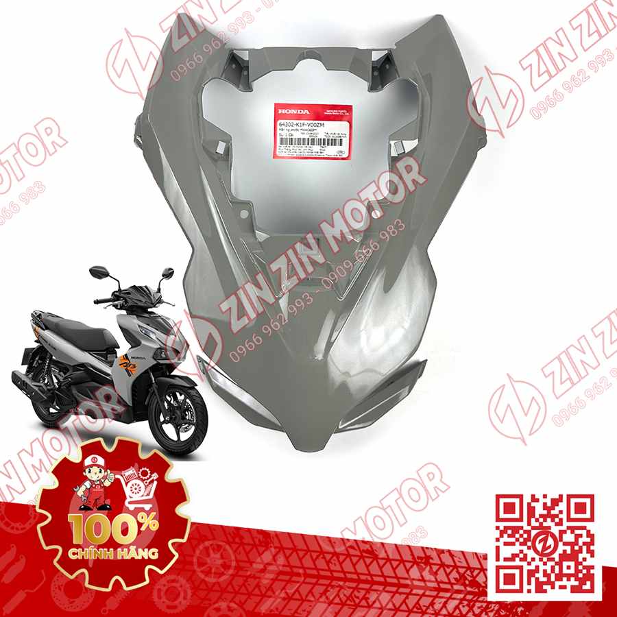 Ốp Đèn Pha, Mặt Nạ Trước Lớn AB Air Blade 2020+, AirBlade 125, AB 2025 Xám Xi Măng (Xám Chuột) NHC60P 64302K1FV00ZM Chính Hãng Honda