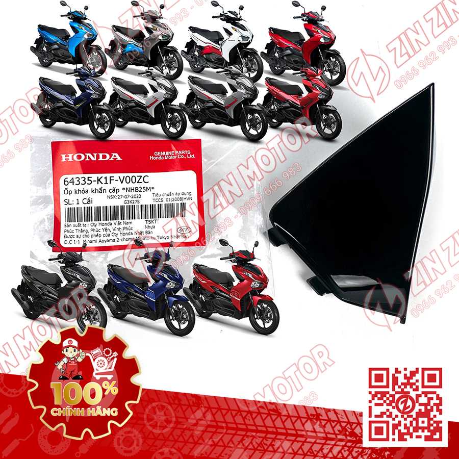 Ốp Nắp Khẩn Cấp AB Air Blade 2022+, AirBlade 125, AB 2025 Đen Ánh Xanh NHB25M 64335K1FV00ZC Chính Hãng Honda