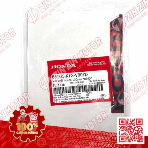 Alternative view of Tem Chữ Honda 100mm Dán Cánh Yếm AB 2020 2021, AirBlade 125 Đỏ Đen Xám 2020 86101K1GV00ZD Chính Hãng Honda