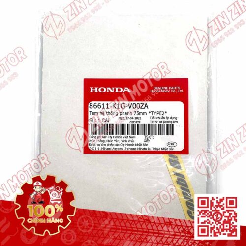 Alternative view of Tem Combi Brake Dè Trước AB 2020 2021, AirBlade 125 2020 2021 75mm TYPE2 86611K1GV00ZA Chính Hãng Honda