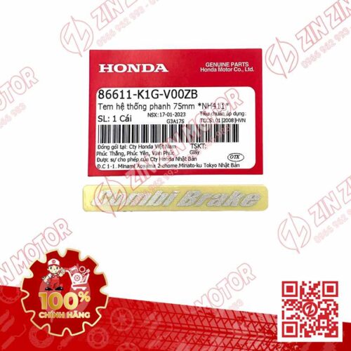 Tem Combi Brake Dè Trước AB 2020 2021, AirBlade 125 2020 75mm TYPE1 86611K1GV00ZB Chính Hãng Honda