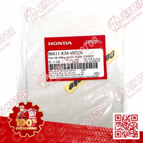 Alternative view of Tem Chữ Combi Brake Dè Trước AB Air Blade 2022+, AirBlade 125 2022 TYPE3 86611K3AV00ZA Chính Hãng Honda