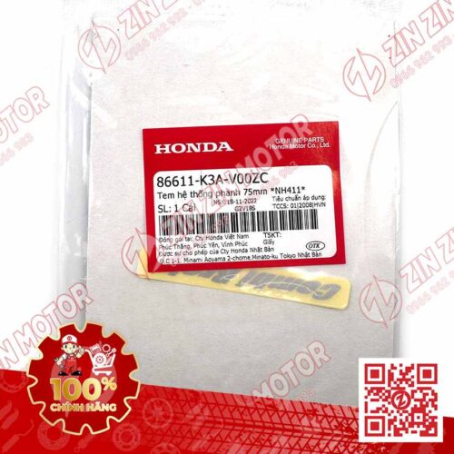 Alternative view of Tem Chữ Combi Brake Dè Trước AB Air Blade 2022+, AirBlade 125 2022, AB 2025 TYPE1 86611K3AV00ZC Chính Hãng Honda