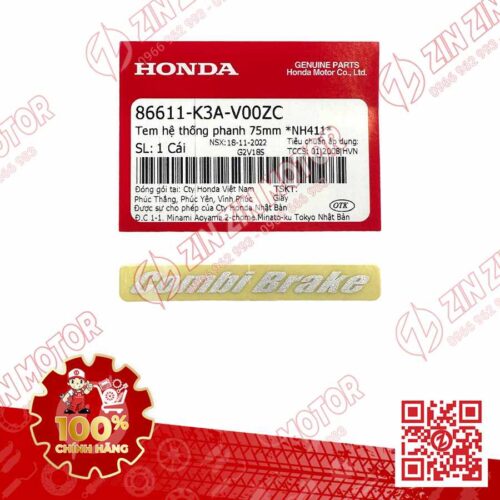 Tem Chữ Combi Brake Dè Trước AB Air Blade 2022+, AirBlade 125 2022, AB 2025 TYPE1 86611K3AV00ZC Chính Hãng Honda