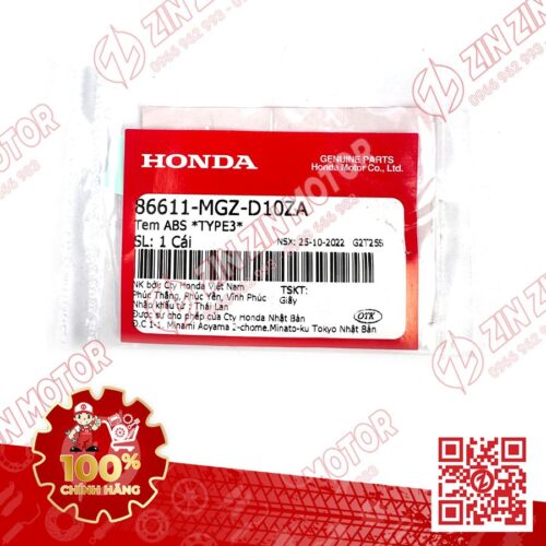 Alternative view of Tem Chữ ABS Dè Trước AB 2020 - 2023+, AirBlade 160 2022 - 2026, Air Blade 150 2020+, AB 2025 TYPE3 86611MGZD10ZA Chính Hãng Honda