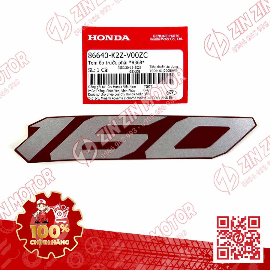 Tem Chữ 160 Ốp Yếm Trước Phải AB AirBlade 160 2022 Đỏ Xám Phiên Bản Tiêu Chuẩn 86640K2ZV00ZC Chính Hãng Honda