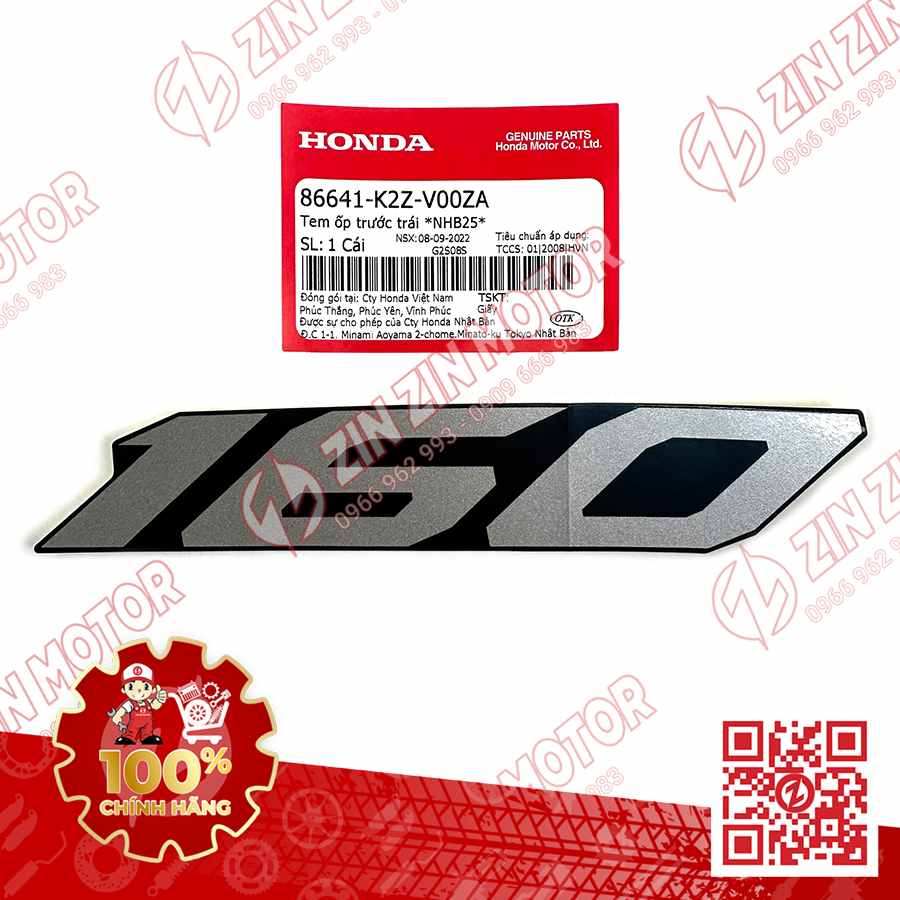 Tem Chữ 160 Ốp Yếm Trước Trái AB AirBlade 160 2022 Đen Xám Phiên Bản Tiêu Chuẩn 86641K2ZV00ZA Chính Hãng Honda