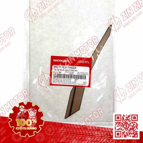 Alternative view of Tem Ốp Trước Trái A, Tem Cánh Yếm AB 2020 2021, AirBlade 150 Xanh Xám Đen 2021 86643K1FV40ZA Chính Hãng Honda