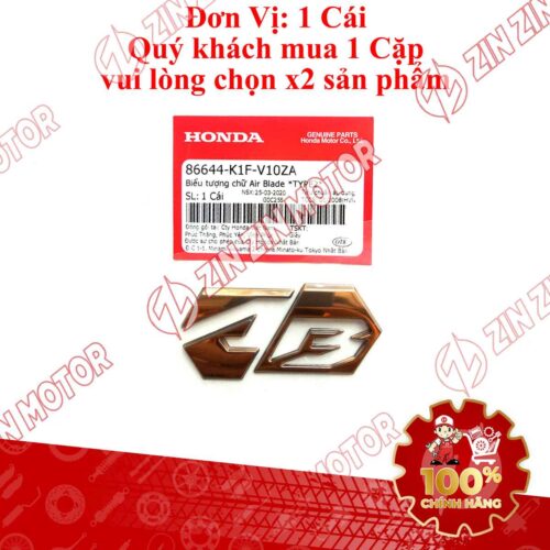 Alternative view of Tem Logo AB Xe AirBlade 160 2022+, Air Blade 150 2020+ Màu Vàng 86644K1FV10ZA Chính Hãng Honda
